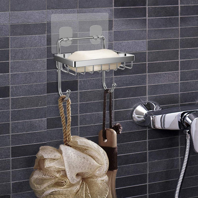 ODesign Soap Dish Sponge Holder with Hook for Bathroom Shower Kitchen Wall Mounted Rustproof Stainless Steel - Image 2